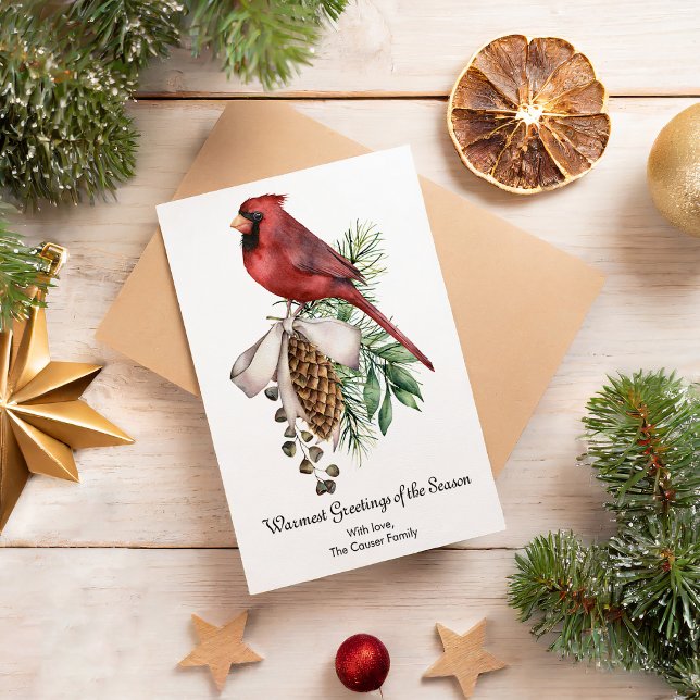 Cartes Pour Fêtes Annuelles Cardinal Rouge Élégant Noël d'Hiver (Créateur téléchargé)