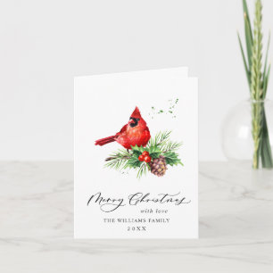 Cartes Pour Fêtes Annuelles Cardinal Rouge Holly Berry voeux de Noël