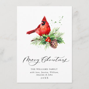 Cartes Pour Fêtes Annuelles Cardinal Rouge Holly Berry voeux de Noël