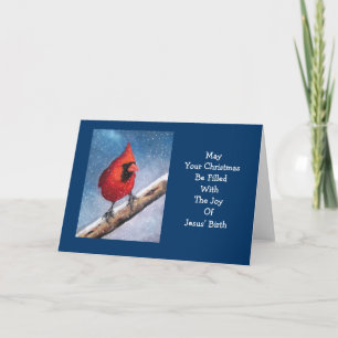 CARTES POUR FÊTES ANNUELLES CARDINAL ROUGE : OISEAU : NEIGE : OEUVRE