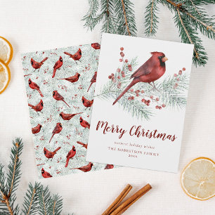 Cartes Pour Fêtes Annuelles Cardinal Rouge Pine Neige Noël