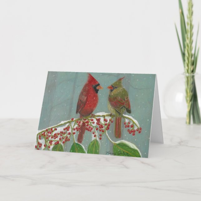 Cartes Pour Fêtes Annuelles Cardinals by Autistic Artist Marcy Deutsch (Devant)