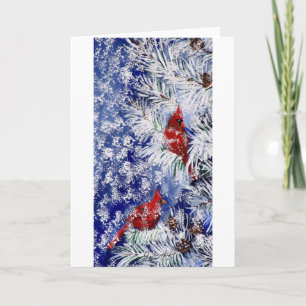 Cartes Pour Fêtes Annuelles Cardinaux En Neige
