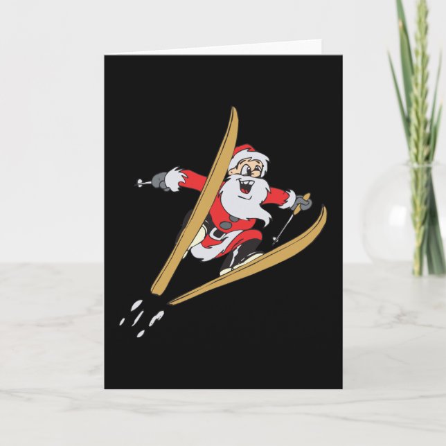 Cartes Pour Fêtes Annuelles Cards de Santa Skiing (Devant)