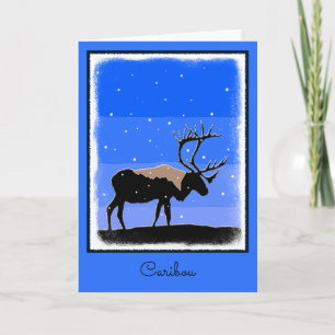 Cartes Pour Fêtes Annuelles Caribou en hiver - Art original de la faune