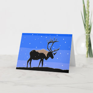 Cartes Pour Fêtes Annuelles Caribou en hiver - Art original de la faune