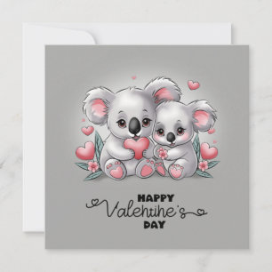 Cartes Pour Fêtes Annuelles Caricature adorée Koala Coeurs Saint Valentin
