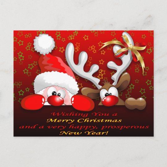 Cartes Pour Fetes Annuelles Caricature Amusante Pere Noel Et Reindeer Zazzle Fr