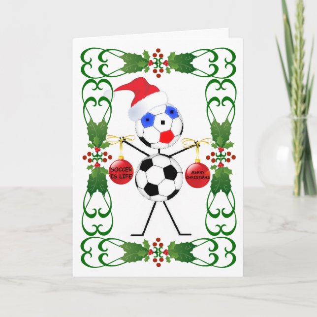 Cartes Pour Fêtes Annuelles Caricature de football Noël (Devant)