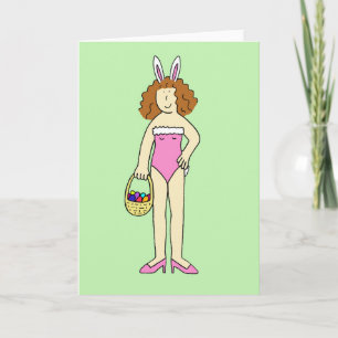 Cartes Pour Fêtes Annuelles Caricature de la fille lapin de Pâques