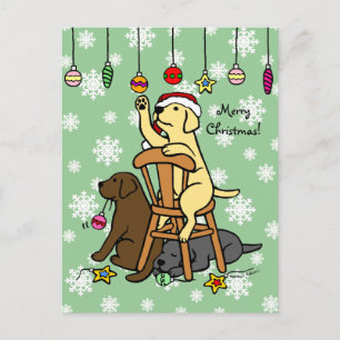 Cartes Pour Fêtes Annuelles Caricature de labradors et ornements de Noël