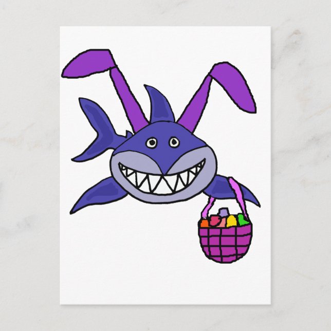 Cartes Pour Fêtes Annuelles Caricature de lapin de Pâques de requin drôle (Devant)