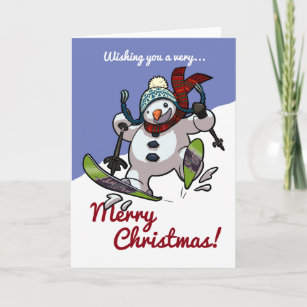 Cartes De Vœux Skieur Neige Zazzle Fr