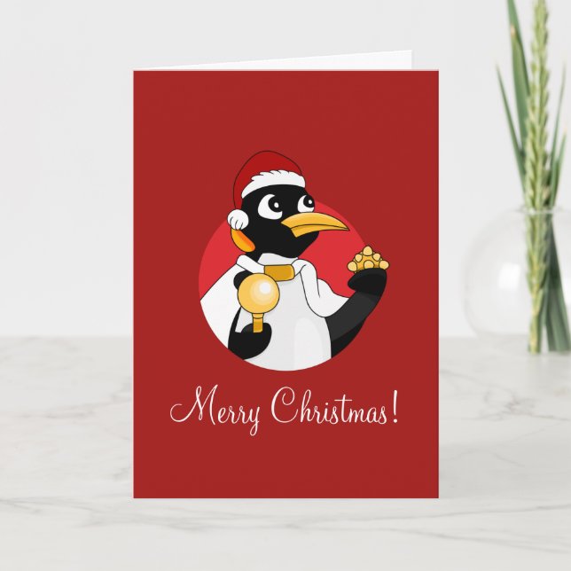 Cartes Pour Fêtes Annuelles Caricature de Noël de l'empereur pingouin (Devant)