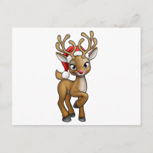Cartes Pour Fêtes Annuelles Caricature de Noël de Santa Hat Reindeer
