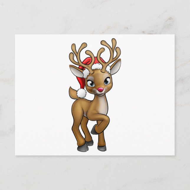 Cartes Pour Fêtes Annuelles Caricature de Noël de Santa Hat Reindeer (Devant)