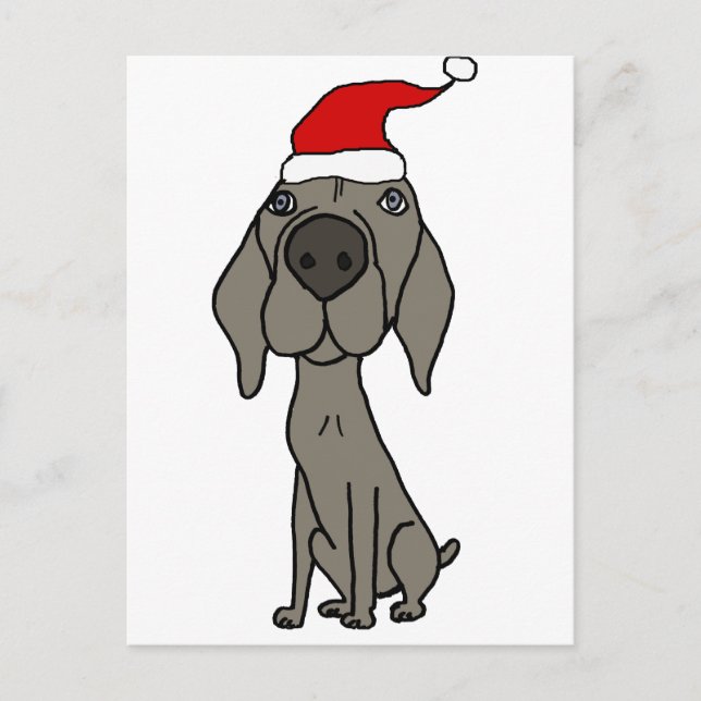 Cartes Pour Fêtes Annuelles Caricature de Noël du mignon chien Weimaraner à Sa (Devant)