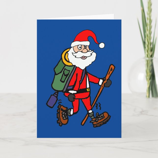 Cartes Pour Fêtes Annuelles Caricature de Noël du Père Noël (Devant)