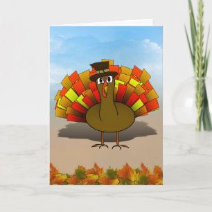 Cartes Pour Fêtes Annuelles Caricature de Thanksgiving Turquie pèlerin