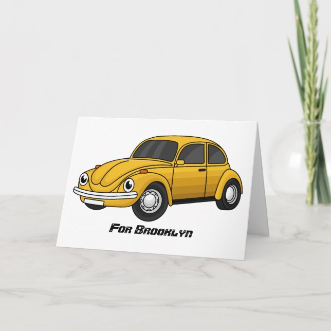 Cartes Pour Fêtes Annuelles Caricature de voiture classique (Devant)