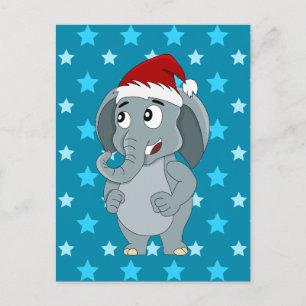 Cartes Pour Fêtes Annuelles Caricature d'éléphant de Noël