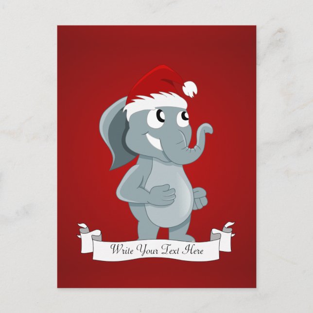 Cartes Pour Fêtes Annuelles Caricature d'éléphant de Noël (Devant)