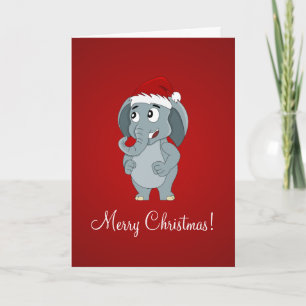 Cartes Pour Fêtes Annuelles Caricature d'éléphant de Noël