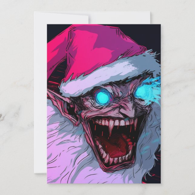 Cartes Pour Fêtes Annuelles Caricature déplaisante Evil Père Noël Scary Krampu (Devant)