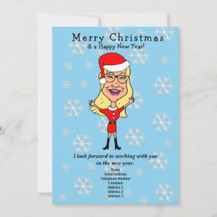 Cartes Pour Fêtes Annuelles Caricature Père Noël Girl Business Holiday Card