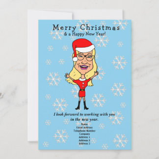 Cartes Pour Fêtes Annuelles Caricature Père Noël Girl Business Holiday Card