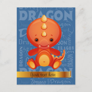Cartes Pour Fêtes Annuelles Caricature personnalisée Année du Dragon Word Art