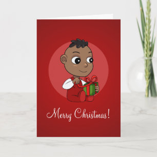 Cartes Pour Fêtes Annuelles Caricature pour bébé afro-américain de Noël