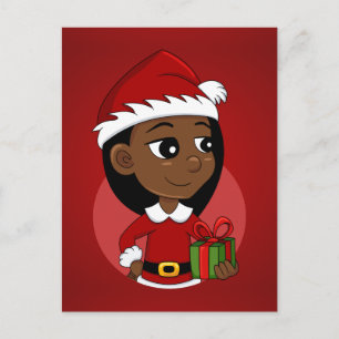 Cartes Pour Fêtes Annuelles Caricature pour les filles de Noël afro-américaine
