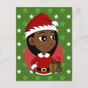Cartes Pour Fêtes Annuelles Caricature pour les filles de Noël afro-américaine