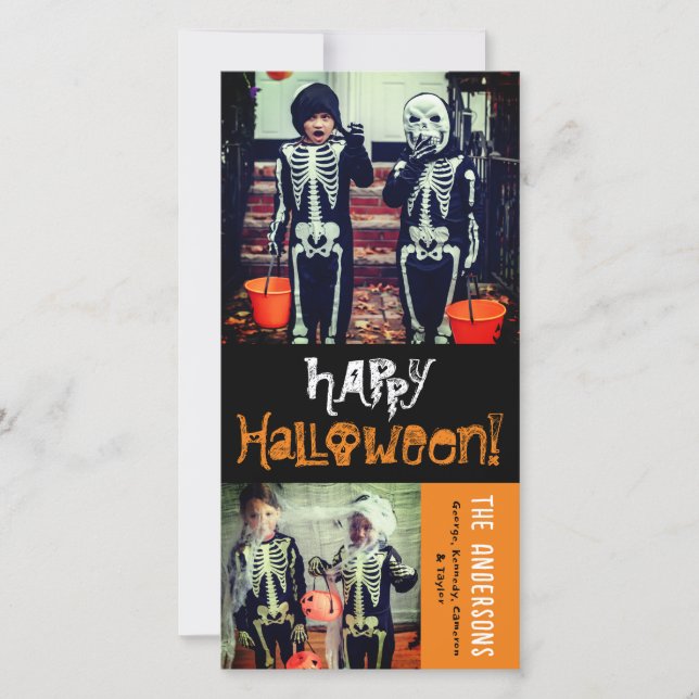Cartes Pour Fêtes Annuelles Caricature Skulls & Bones Happy Halloween Photo de (Devant)