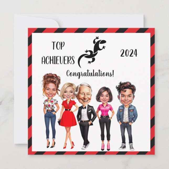 Cartes Pour Fêtes Annuelles Caricatures personnalisées 2024 des meilleurs perf (Devant)