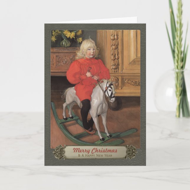Cartes Pour Fêtes Annuelles Carl Larsson Boy à cheval à bascule CC0078 Noël (Devant)
