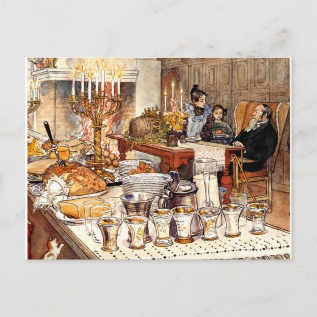 Cartes Pour Fêtes Annuelles Carl Larsson : Détail de la veille de Noël, art La (Devant)