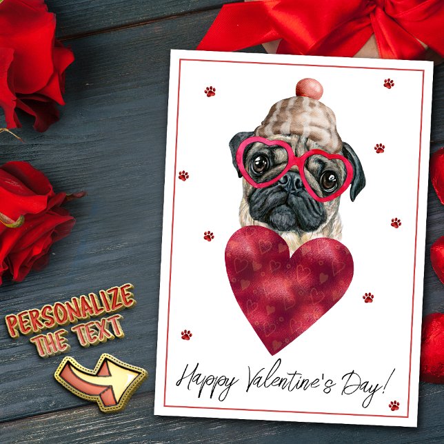Cartes Pour Fêtes Annuelles Carlin Amoureux des chiens Valentine Cadeau (Créateur téléchargé)