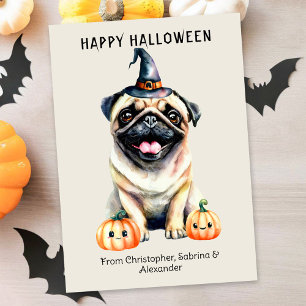 Cartes Pour Fêtes Annuelles Carlin Chien Halloween heureux