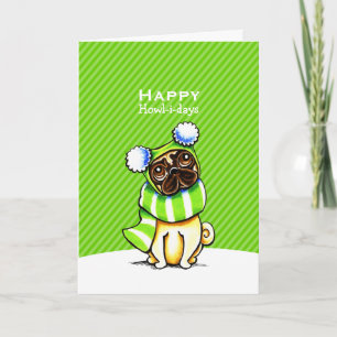 Cartes Pour Fêtes Annuelles Carlin Écharpe rayée Noël Vert personnalisé