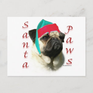 Cartes Pour Fêtes Annuelles Carlin (fawn) Père Noël Paws