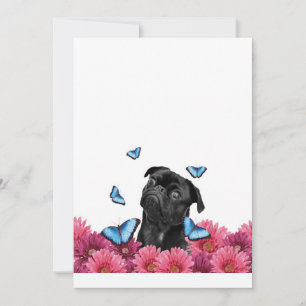 Cartes Pour Fêtes Annuelles Carlin Gerbera Papillons Chien noir mignon