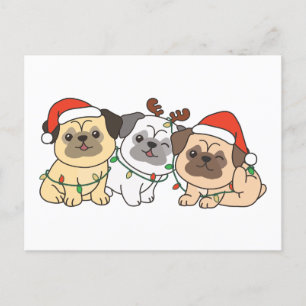 Cartes Pour Fêtes Annuelles Carlin Noël Animaux Chiens mignons