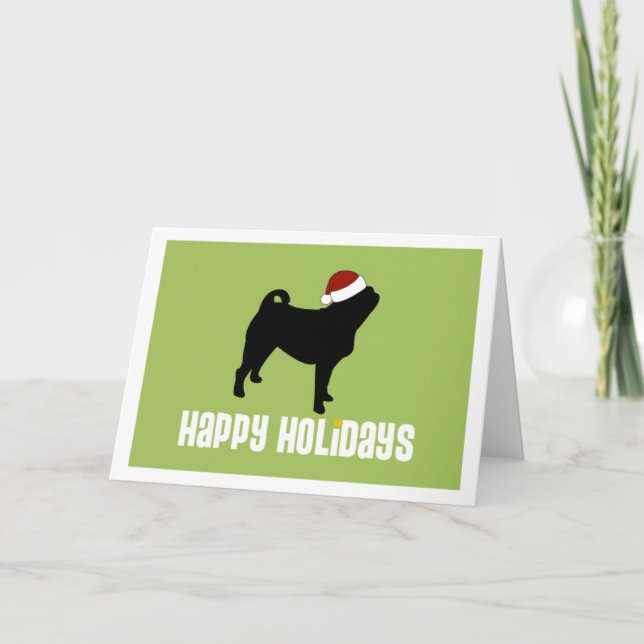 Cartes Pour Fêtes Annuelles Carlin Santa Hat (Devant)