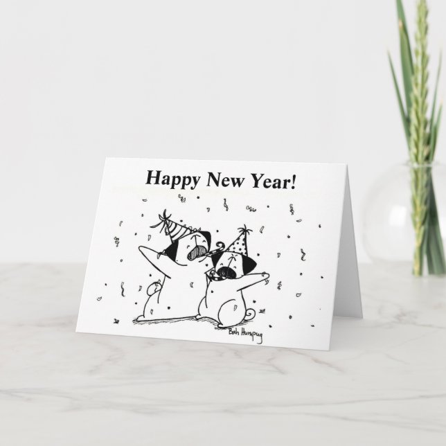 Cartes Pour Fêtes Annuelles Carlins de bonne année (Devant)