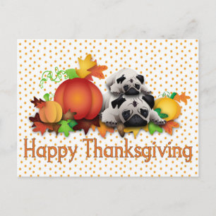 Cartes Pour Fêtes Annuelles Carlins et Citrouilles d'action de grâce, Tee - sh