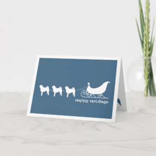 Cartes Pour Fêtes Annuelles Carlins tirant Père Noël Sleigh