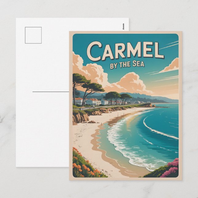 Cartes Pour Fêtes Annuelles Carmel par la mer plage de la côte pacifique calif (Devant / Derrière)