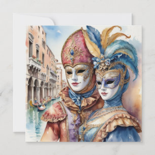 Cartes Pour Fêtes Annuelles Carnaval à Venise Italie Masques vénitiens